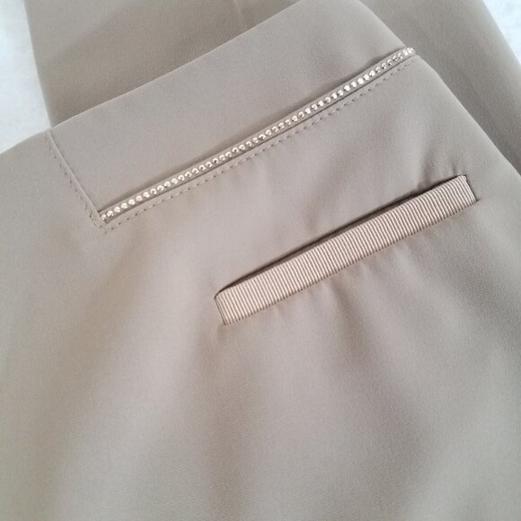 Jennifer Tattenelli Casini Tan Cropped Ankle Pants SIZE 42 / 6 Embellished Pocke - Picture 4 of 12